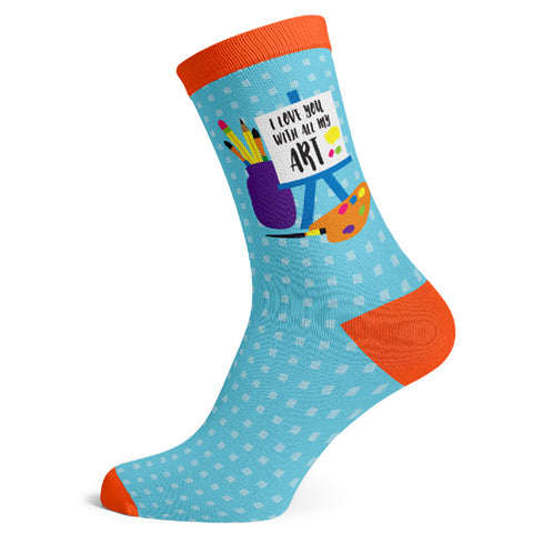Sock Atomica Unisex Cotton Blend Socks - Love You With All My Art at FreeShippingAllOrders.com - Sock Atomica - Socks