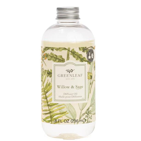 Greenleaf Gifts Reed Diffuser Oil - Willow & Sage 8.5 Oz.