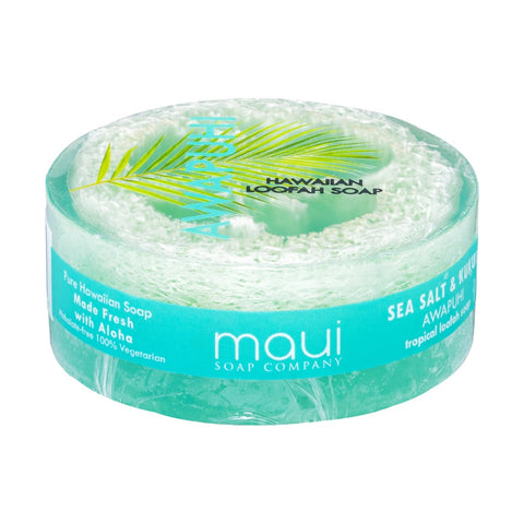 Maui Soap Company Sea Salt & Kukui Exfoliating Loofah Soap 4.75oz- Awapuhi 