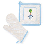 Boston International Potholder & Oven Mitt Set - Blue Topiary - FreeShippingAllOrders.com