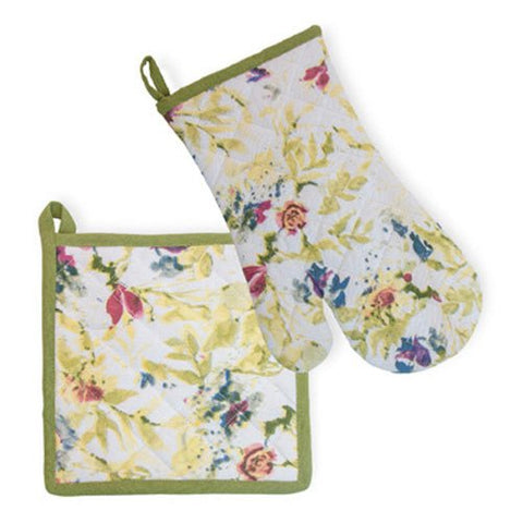 Boston International Potholder & Oven Mitt Set - Packed Flowers - FreeShippingAllOrders.com