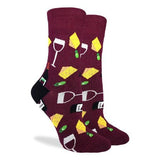 Good Luck Sock Women's Crew Socks - Wine & Cheese - FreeShippingAllOrders.com