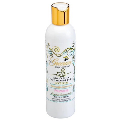 Grecian Soap Company Goats Milk Hand & Body Lotion 8 Oz. - Plumeria - FreeShippingAllOrders.com