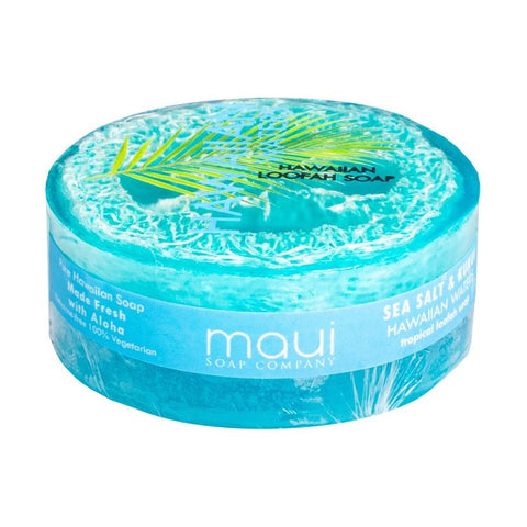 Maui Soap Company Sea Salt & Kukui Exfoliating Loofah Soap 4.75 oz. - Hawaiian Waters - FreeShippingAllOrders.com