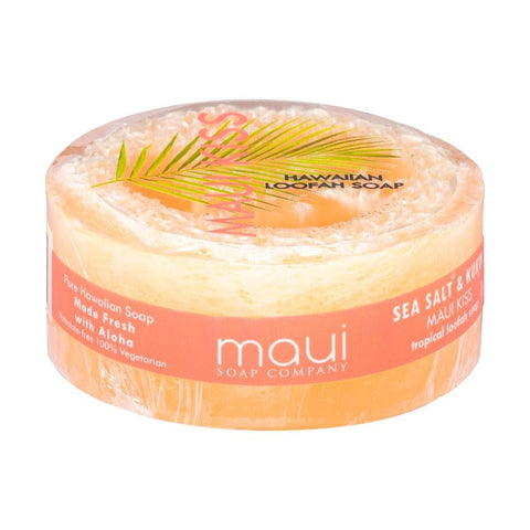 Maui Soap Company Sea Salt & Kukui Exfoliating Loofah Soap 4.75 oz. - Maui Kiss - FreeShippingAllOrders.com