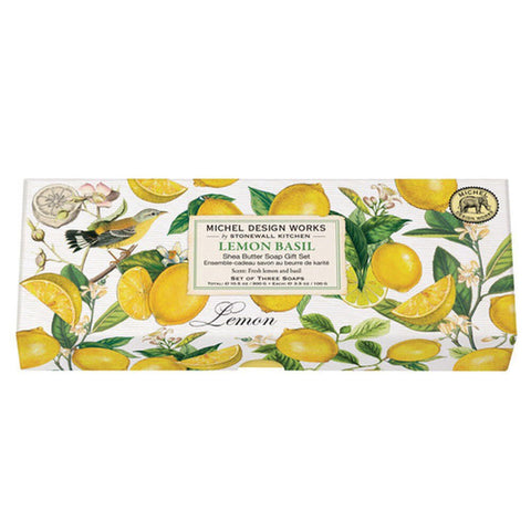 Michel Design Works Bar Soap Gift Box 3.5 Oz. Set of 3 - Lemon Basil - FreeShippingAllOrders.com