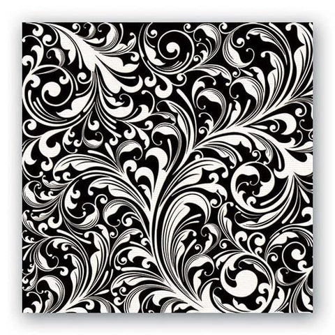 Michel Design Works Paper Luncheon Napkins - Black Florentine - FreeShippingAllOrders.com