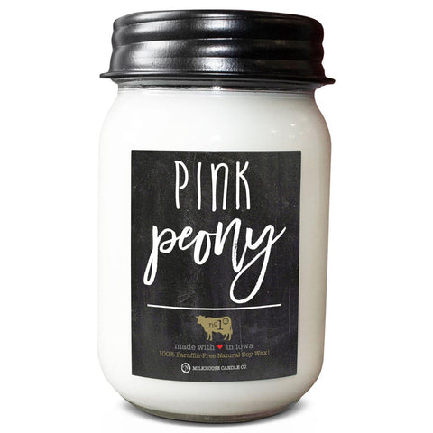 Milkhouse Candle 13.Oz. Mason Jar Farmhouse Candle - Pink Peony - FreeShippingAllOrders.com