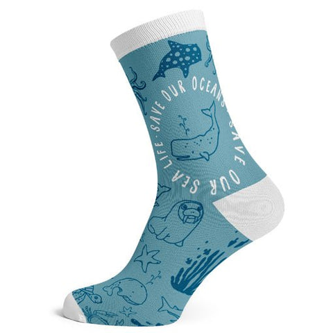 Sock Atomica Unisex Cotton Blend Socks - Save Our Oceans - FreeShippingAllOrders.com