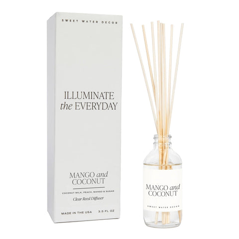 Sweet Water Decor Clear Reed Diffuser 3.5 Oz. - Mango and Coconut - FreeShippingAllOrders.com