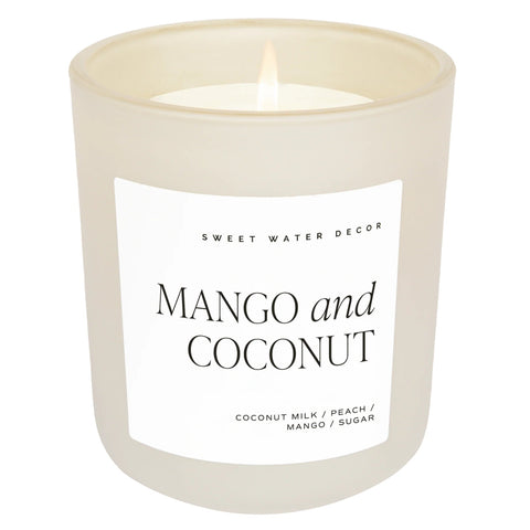 Sweet Water Decor Soy Candle Matte Jar 15 Oz. - Mango and Coconut - FreeShippingAllOrders.com