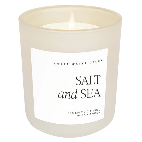 Sweet Water Decor Soy Candle Matte Jar 15 Oz. - Salt and Sea - FreeShippingAllOrders.com