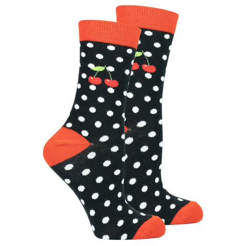 Socks n Socks Women's Crew Socks - Cherry Dot at FreeShippingAllOrders.com - Socks n Socks - Socks