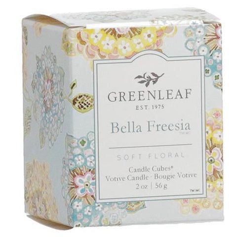 Greenleaf Gifts Candle Cube Boxed Votive Pack of 4 - Bella Freesia at FreeShippingAllOrders.com - Greenleaf Gifts - Candles