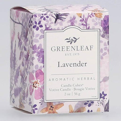 Greenleaf Gifts Candle Cube Boxed Votive Pack of 4 - Lavender at FreeShippingAllOrders.com - Greenleaf Gifts - Candles